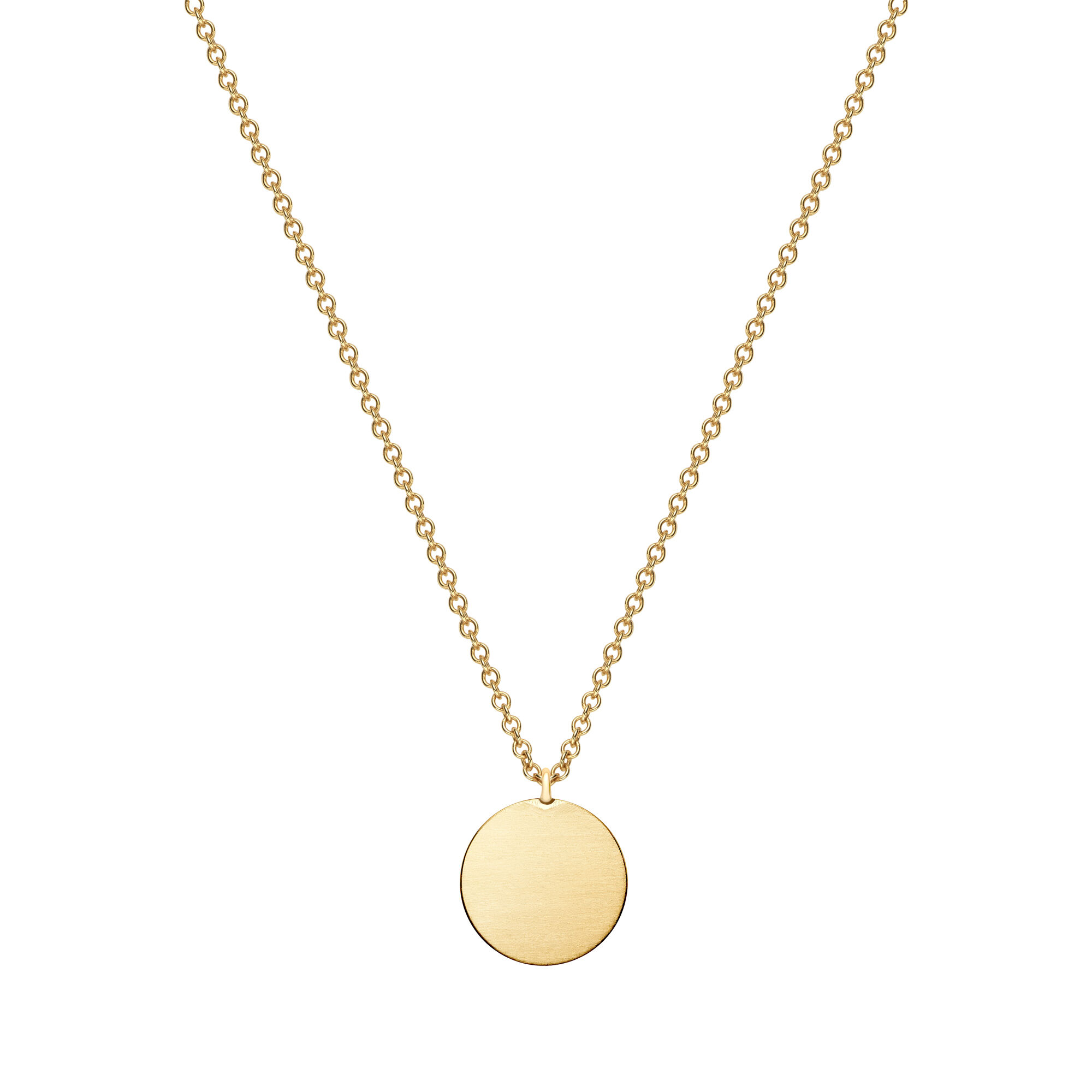 Birks Essentials Engravable 18k Yellow Gold Disc Pendant Necklace