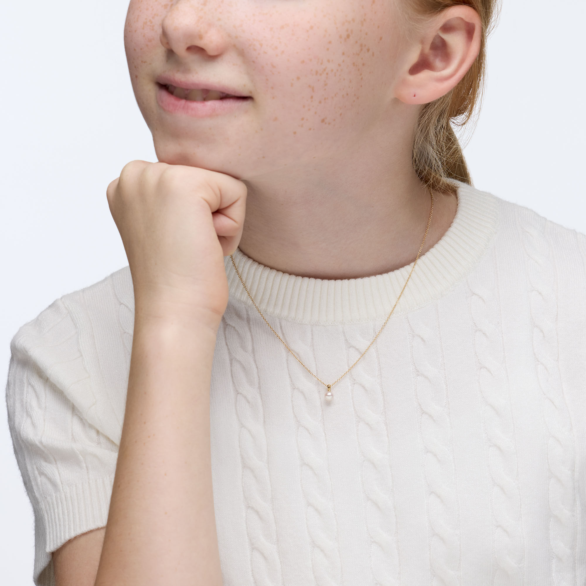 Yellow Gold and Freshwater Pearl Pendant for Kids