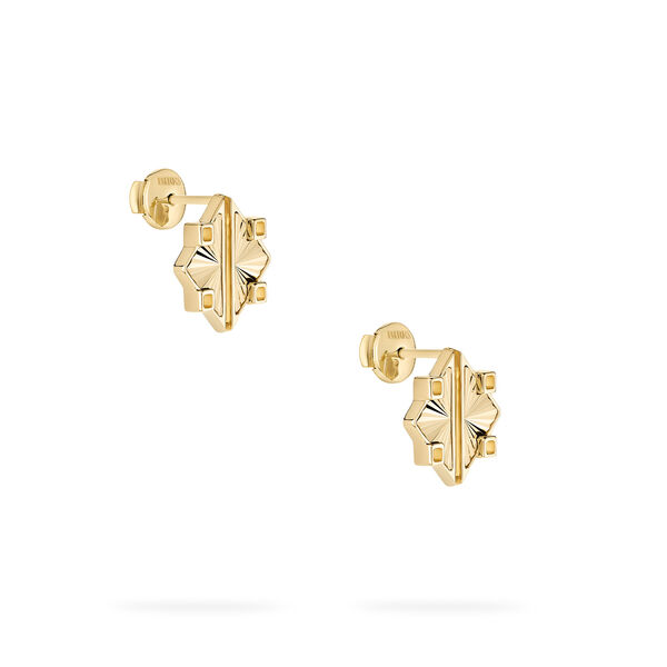 Guilloché Yellow Gold Earrings, Small