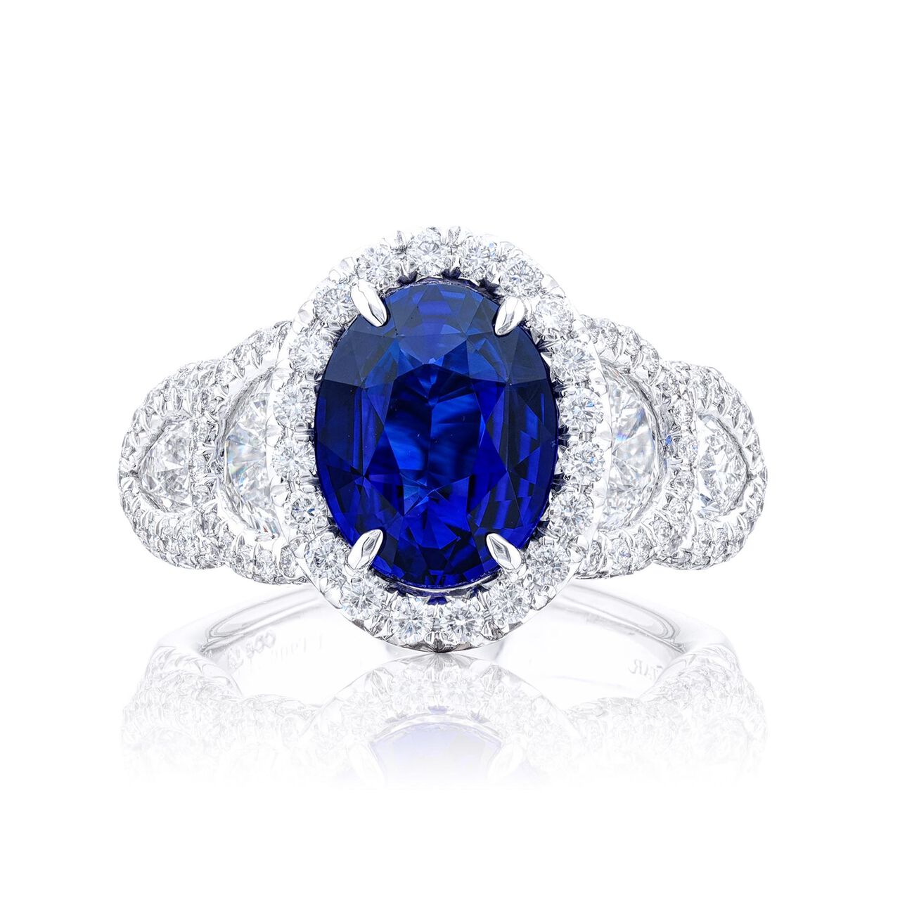 jb star oval sapphire diamond halo ring 7170 008 front image number 0