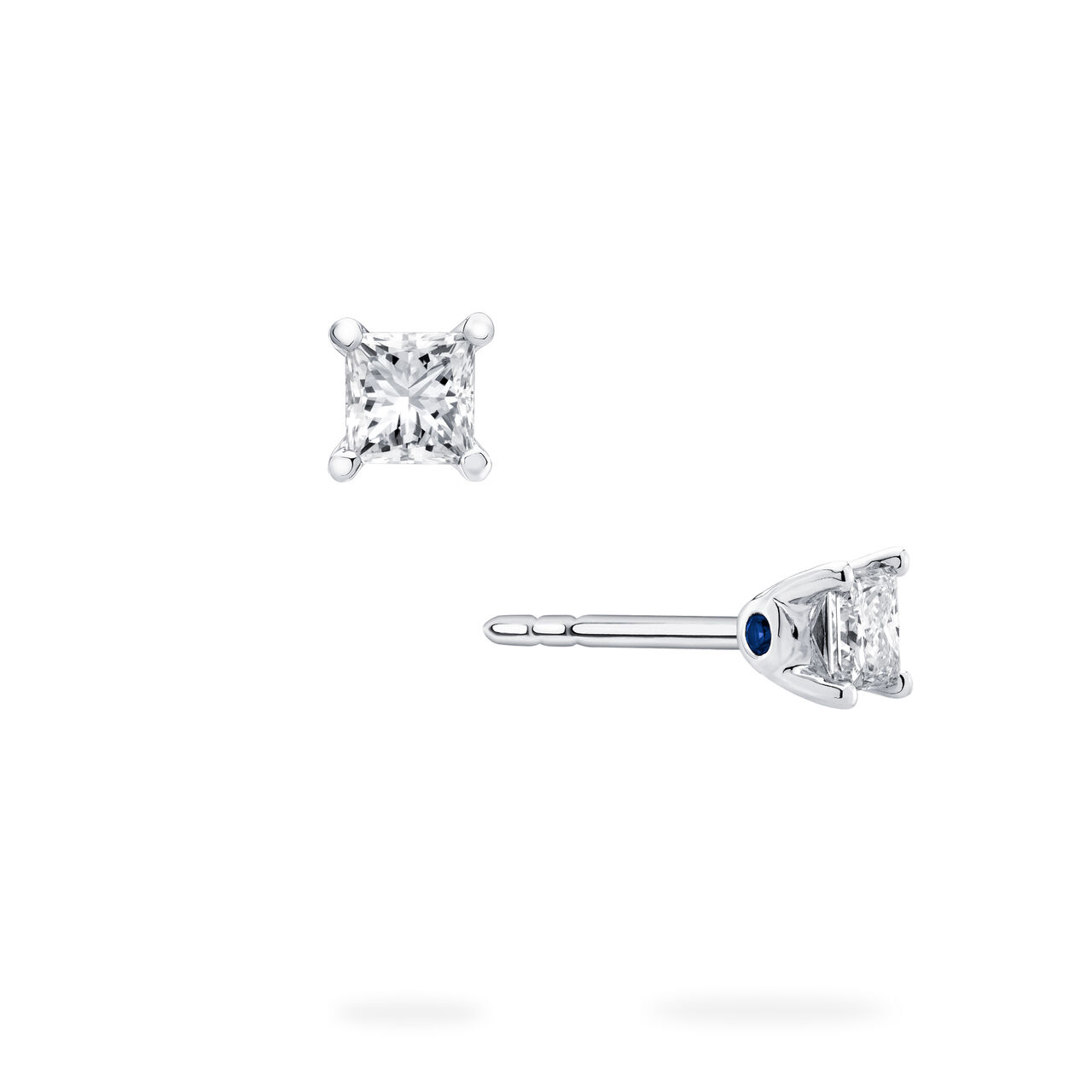 Birks Blue  Princess Cut Diamond Solitaire Earrings image number 0