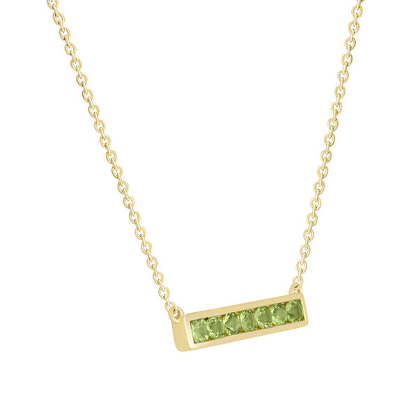 Collier bar horizontale avec p&eacute;ridot en or jaune