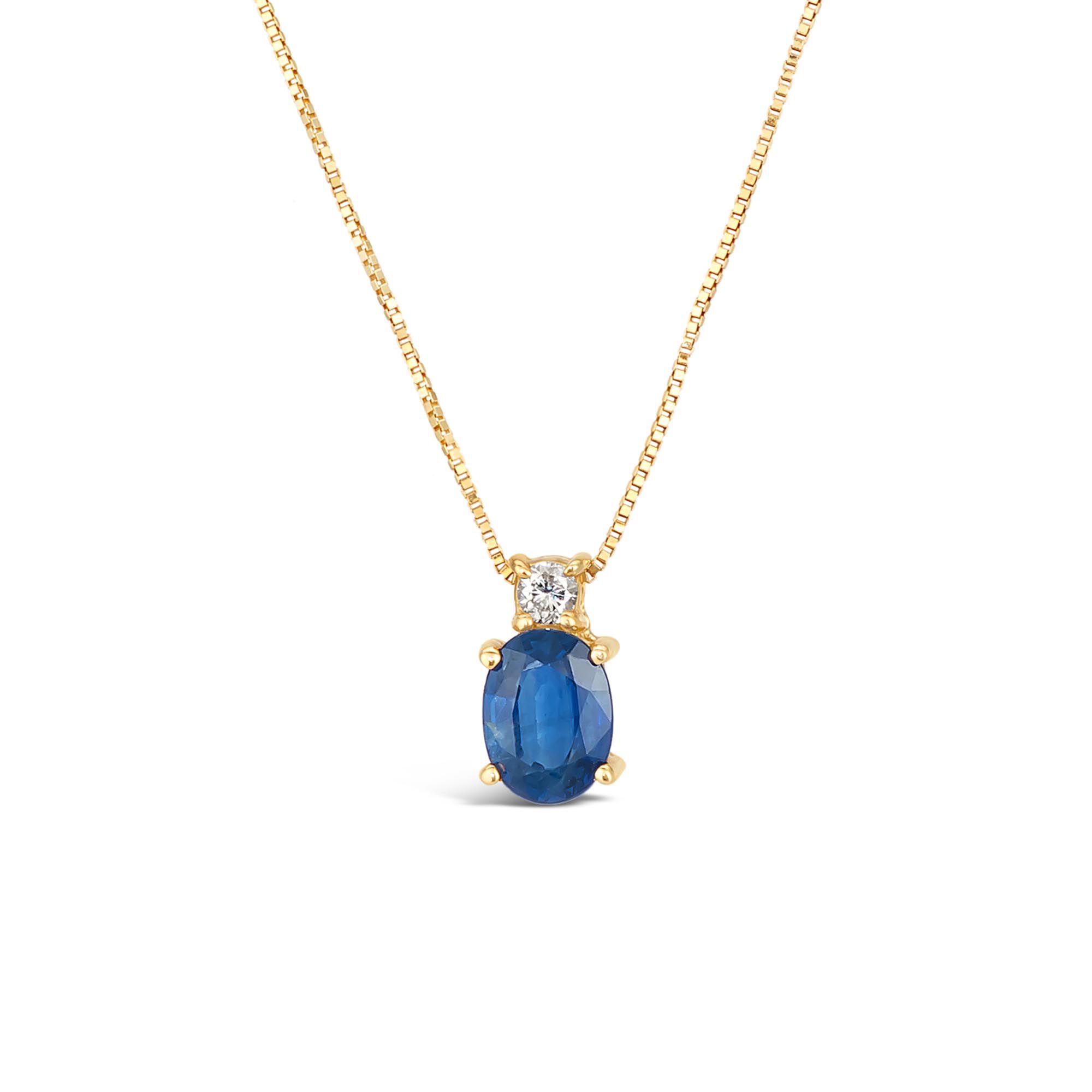 Yellow Gold Sapphire and Diamond Oval Pendant Maison Birks Salon