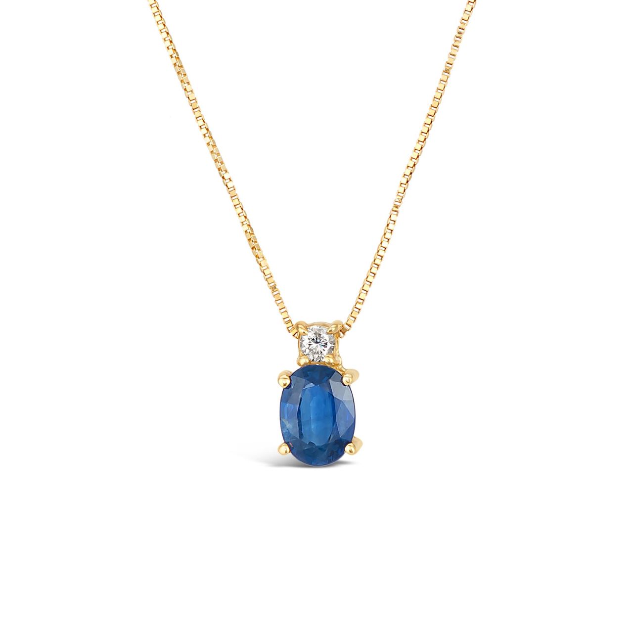 maison birks salon yellow gold sapphire and diamond oval pendant p6762s18kt front image number 0