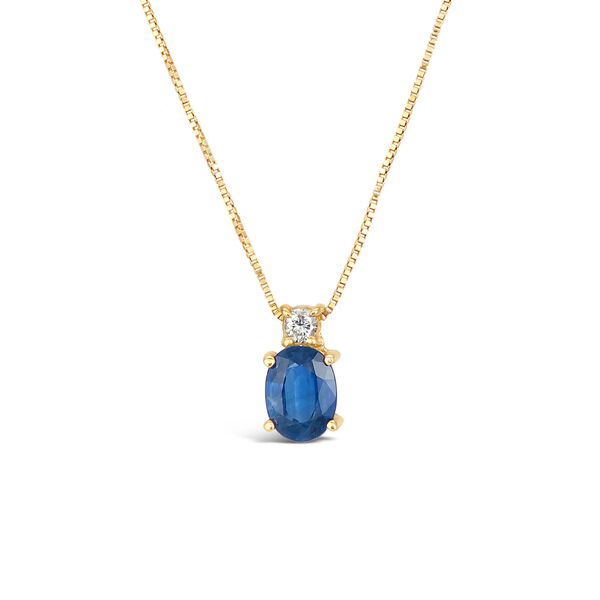Pendentif en or jaune avec saphir oval et diamants