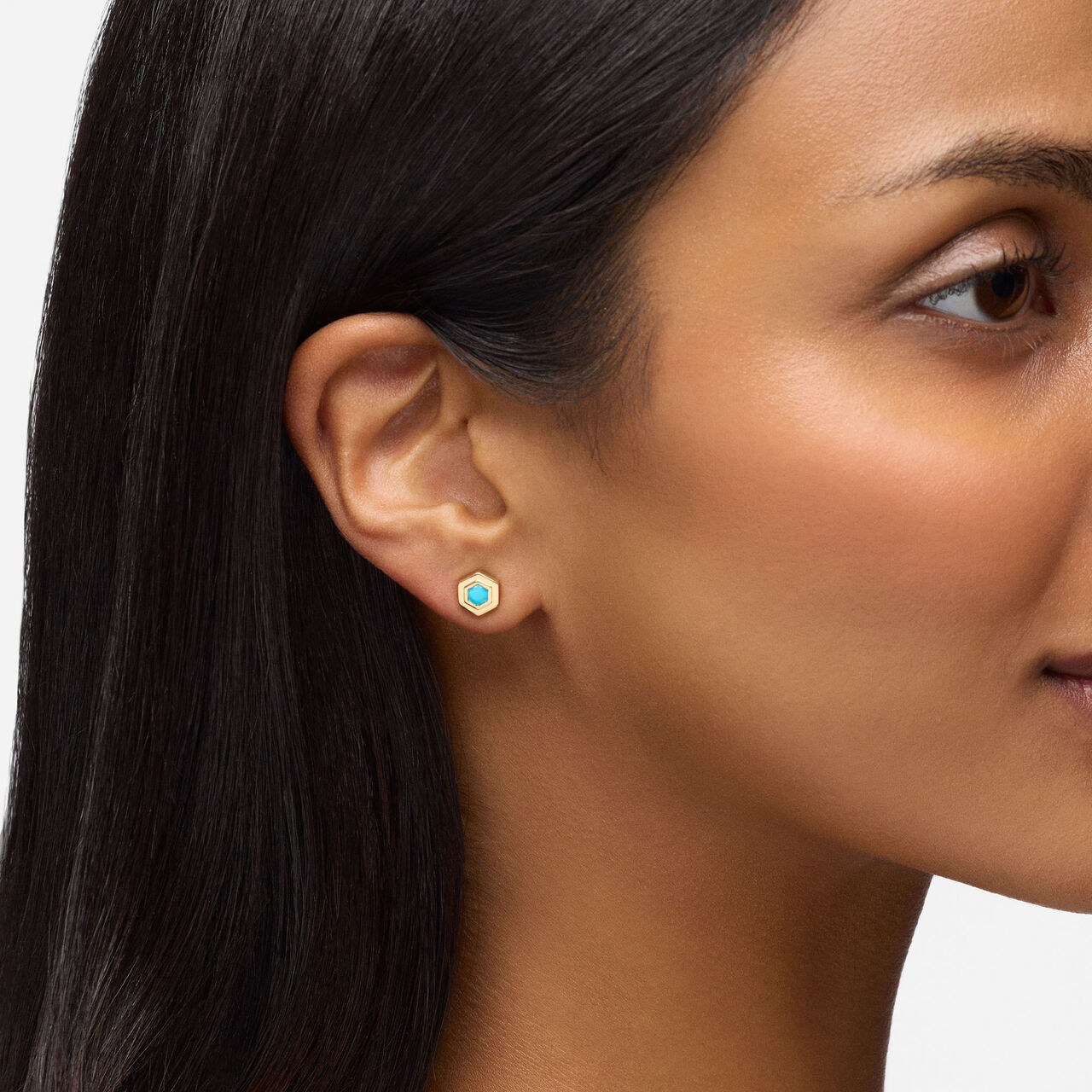 Birks Bee Chic Yellow Gold Birthstone Earrings, Turquoise image number 1