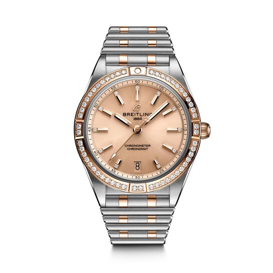 maison birks breitling chronomat automatic 36 steel 18kt rose gold copper diamonds u10380591k1u1 image number 0