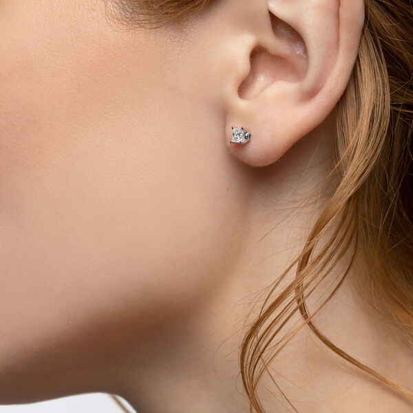 Princess-Cut Diamond Solitaire Earrings
