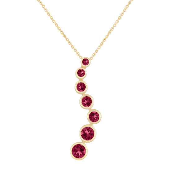 Pink Tourmaline Graduated Pendant in Yellow Gold image number 0