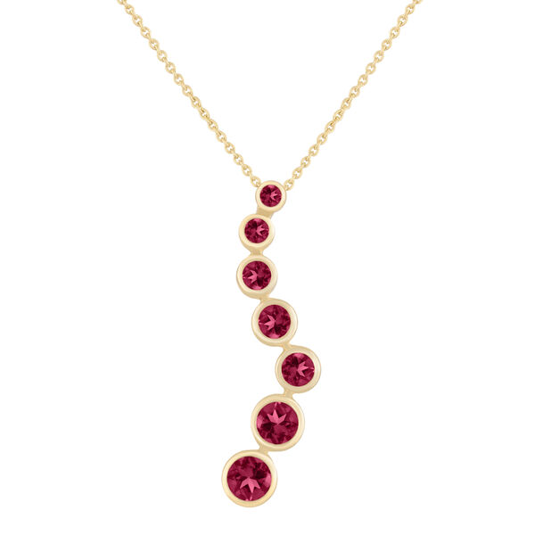 Pink Tourmaline Graduated Pendant in Yellow Gold