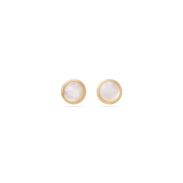 Jaipur Colour Yellow Gold and Mother-of-Pearl Stud Earrings