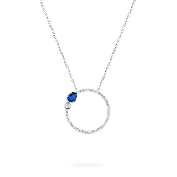 Pendentif type disque en saphir et diamants