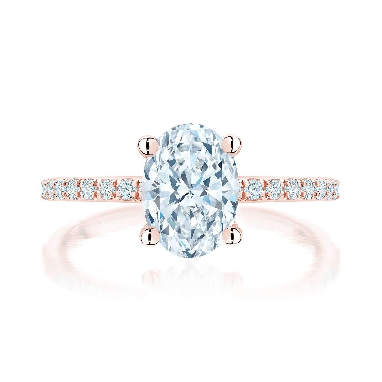 bijoux birks ros ee du matin oval cut diamond engagement ring with rose gold and pave band image number 0
