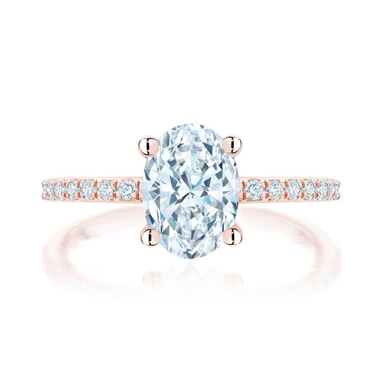 bijoux birks ros ee du matin oval cut diamond engagement ring with rose gold and pave band image number 0