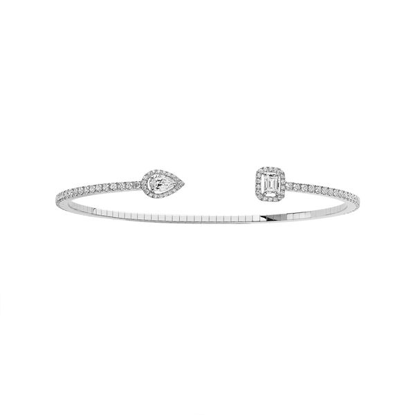 Bracelet jonc My Twin en or blanc avec pav&eacute; de diamants 0.85 carats, petit mod&egrave;le