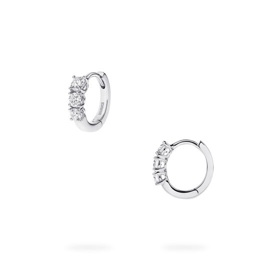 Front and side view of Birks Essentials Diamond Huggies in white gold image number 0