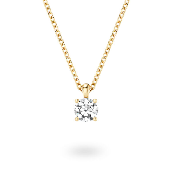 Pendentif solitaire en diamant taille ronde en or jaune