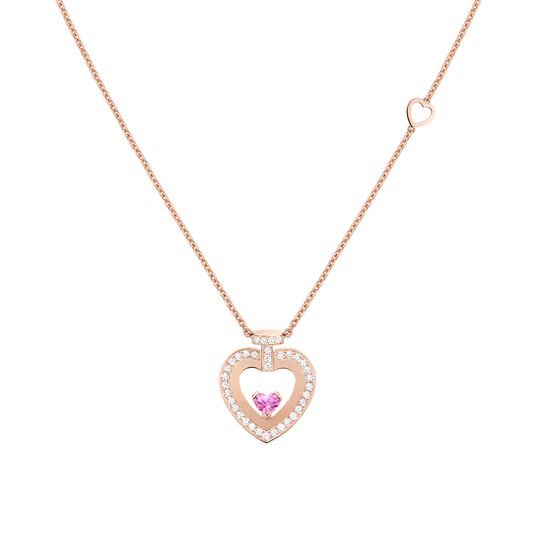 FRED Pretty Woman Medium Rose Gold, Pink Sapphire and Diamond Pav&eacute; Pendant 7B0301 image number 0