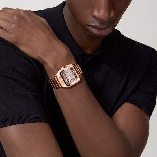 Santos de Cartier Large Manual Skeleton 40 mm Rose Gold image number 1