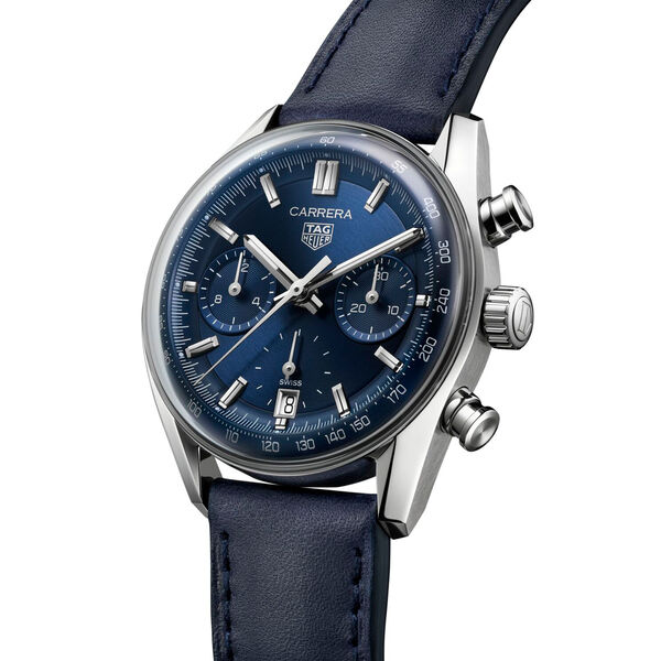 Carrera Glass Box 39 mm chronographe automatique en acier inoxydable