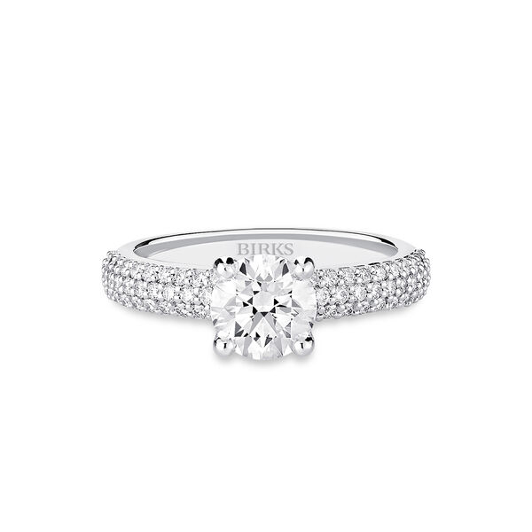Bague de fiançailles solitaire pavée