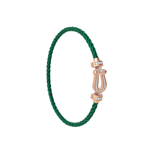 Bracelet cable Force 10 en or rose avec pavé de diamants, modèle moyen
