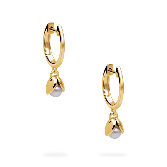 Birks Essentials Yellow Gold Pearl Huggie Earrings For Kids image number 3