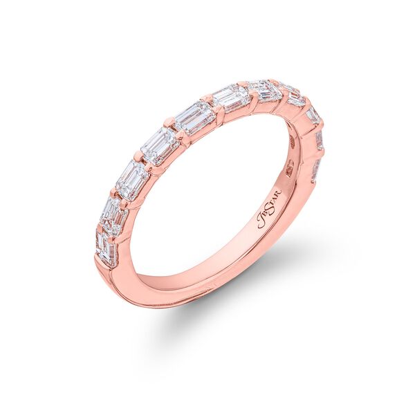 Rose Gold Emerald-Cut Diamond Wedding Band
