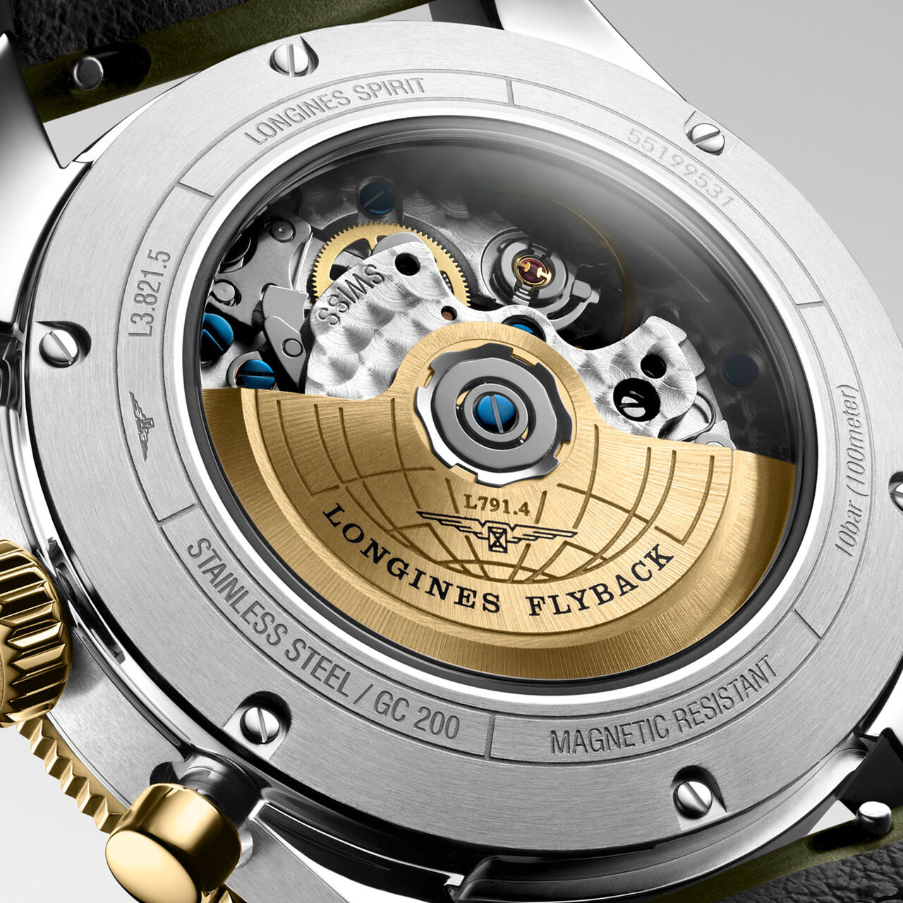 longines spirit flyback automatic chronograph 42 mm stainless steel and yellow gold L3.821.5.53.2 image number 4