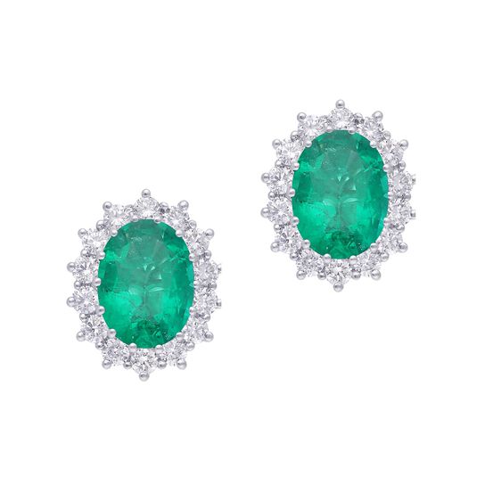 maison birks emerald oval diamond earrrings sg09201e em front image number 0