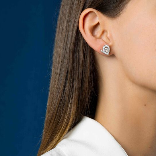 Chaumet Josephine Aigrette White Gold and Diamond Pavé Stud Earrings 85189 on Model image number 1
