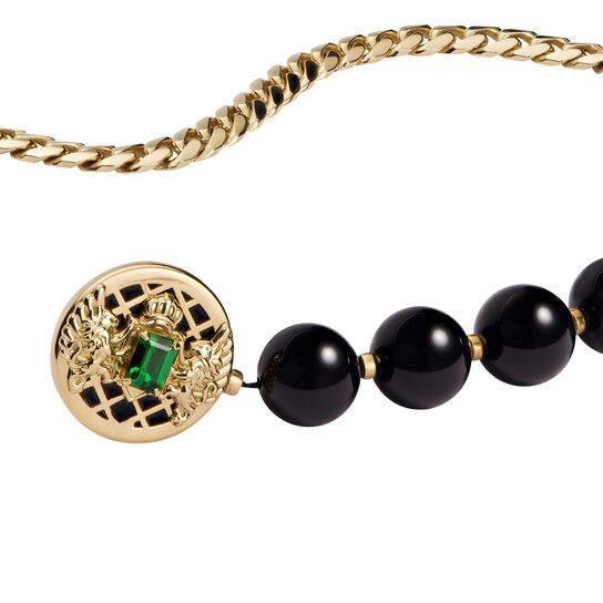 Emblem Yellow Gold Tsavorite and Onyx Bracelet image number 3