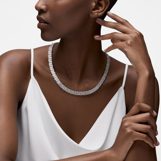 Model shot of Birks Beekeeper diamond necklace in white gold image number 1