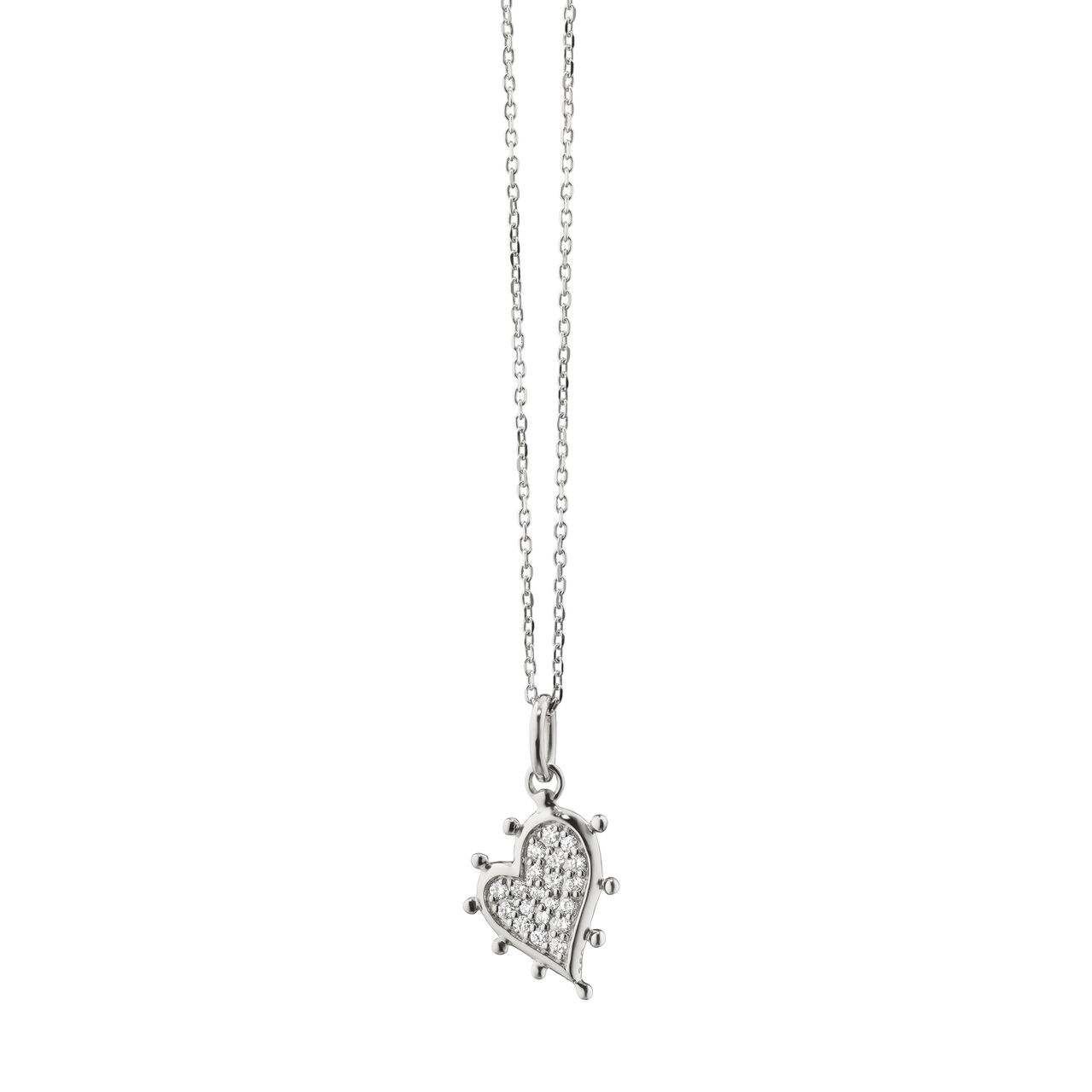 Monica Rich Kosann Small Heart Silver and White Sapphire Charm Necklace 41613 image number 0