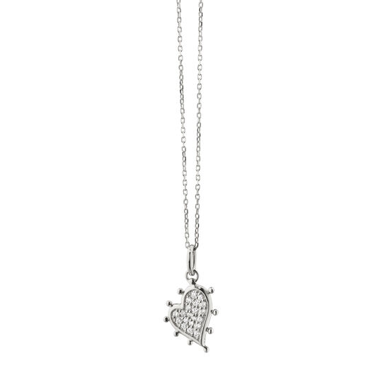 Monica Rich Kosann Small Heart Silver and White Sapphire Charm Necklace 41613 image number 0