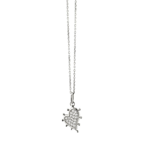 Collier pendentif Gemstone Heart en argent avec saphir blanc, petit modèle