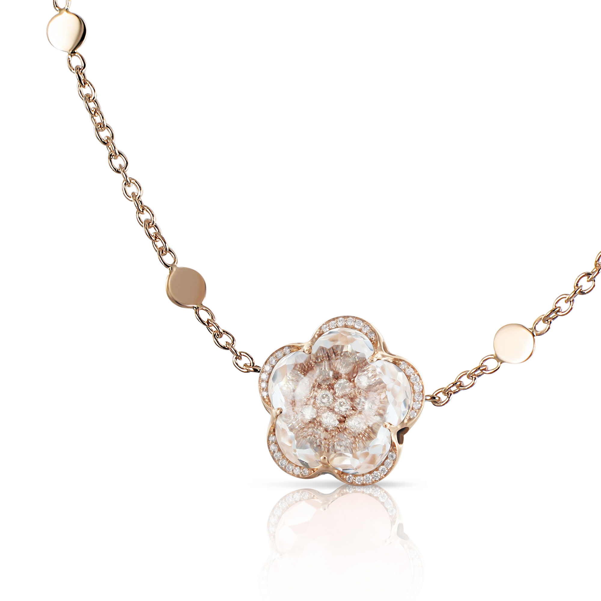 Bon Ton Rose Gold, Crystal and Diamond Pendant