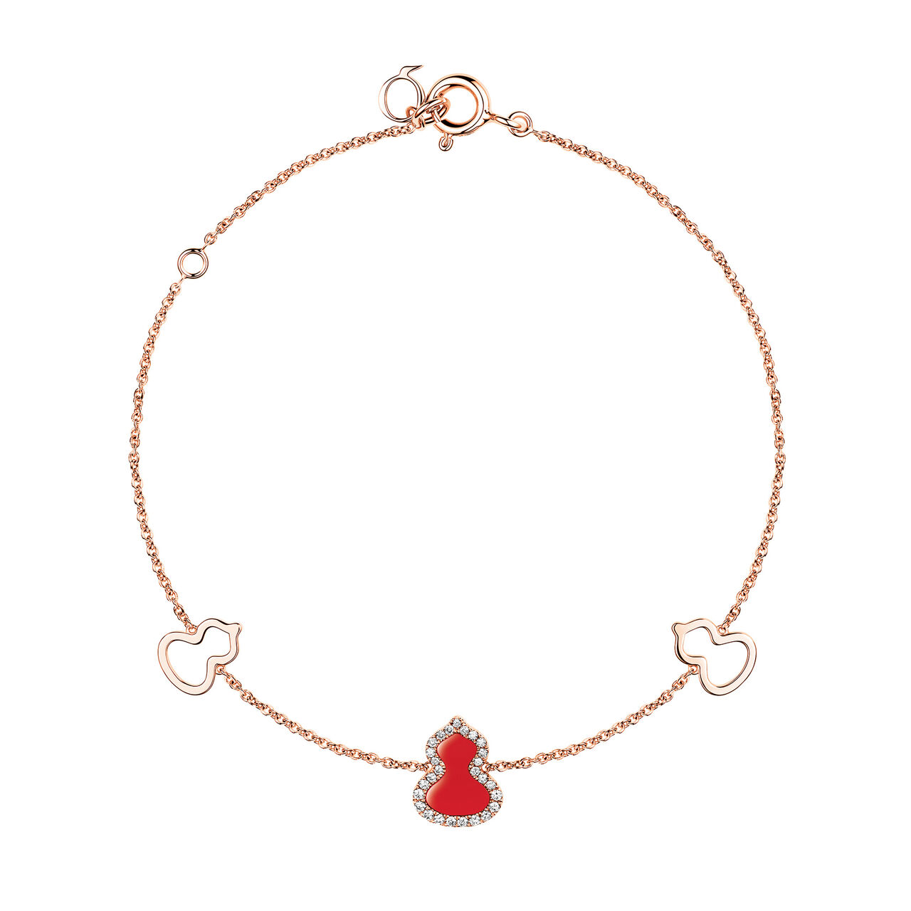 Qeelin Petite Wulu Bracelet in Rose Gold with Diamonds and Red Agate WUBR0001BRGDRA Front image number 0