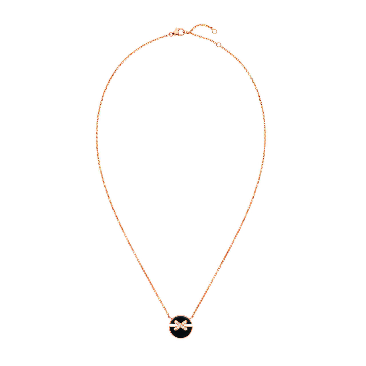 Jeux de Liens Harmony Small Rose Gold Onyx Diamond Necklace image number 1