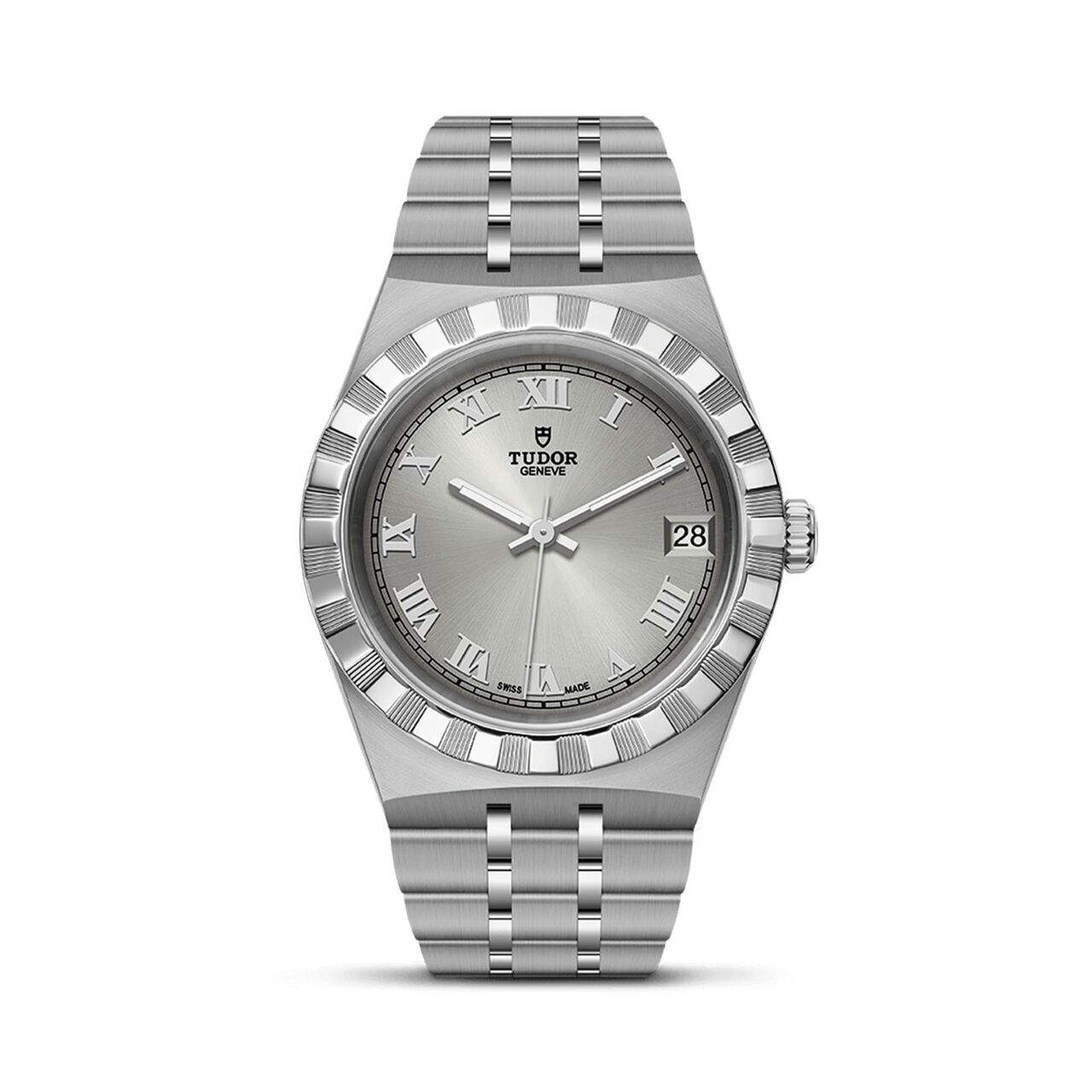 maison birks tudor royal 34 mm steel case silver dial steel bracelet m28400 0001 image number 0