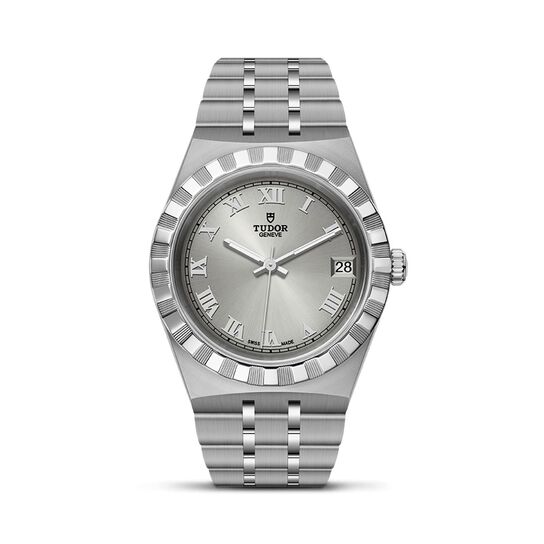 maison birks tudor royal 34 mm steel case silver dial steel bracelet m28400 0001 image number 0