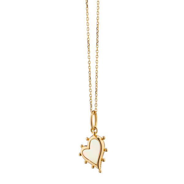 Collier pendetif Gemstone Heart en or jaune avec nacre, petit modèle