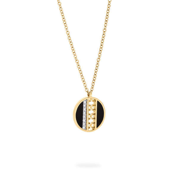 Pendentif Médaillon Onyx et Diamant, M (18 mm)