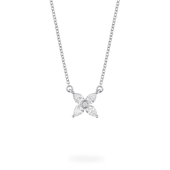 Front view of Birks Essentials Floral Diamond Necklace in 18K white gold image number 0