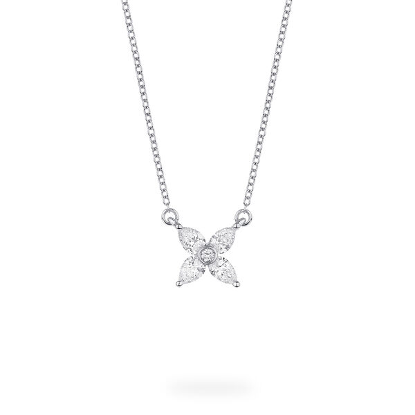 Floral Diamond Necklace in White Gold