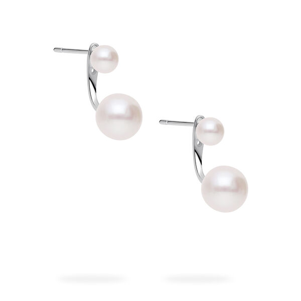 Boucles d&rsquo;oreilles &agrave; jacket en argent sterling avec perles d&rsquo;eau douce