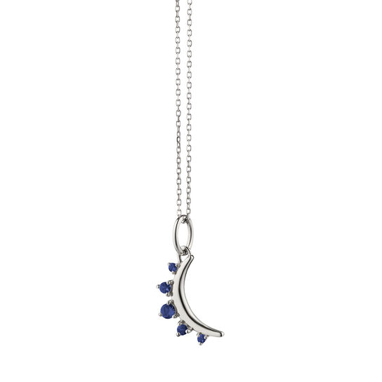 Birthstones Silver and Blue Sapphire Mini Moon September Pendant image number 0