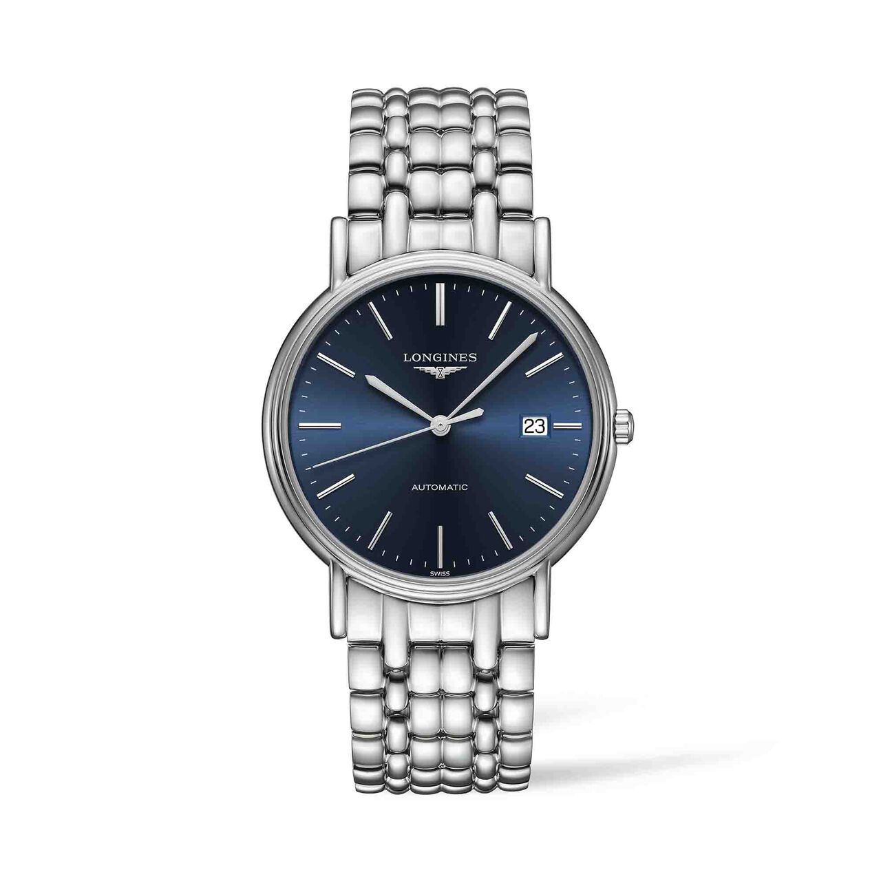 maison birks longines presence 38 5mm automatic stainless steel sunray blue dial l49214926 image number 0