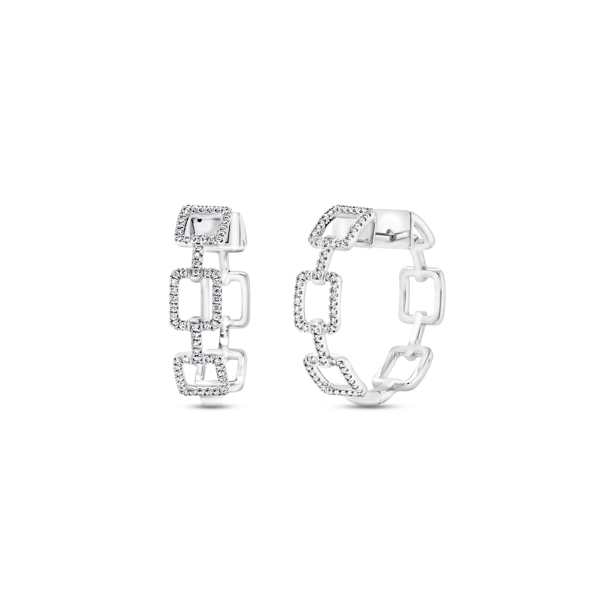 U-Linq White Gold and Diamond Pavé Hoop Earrings