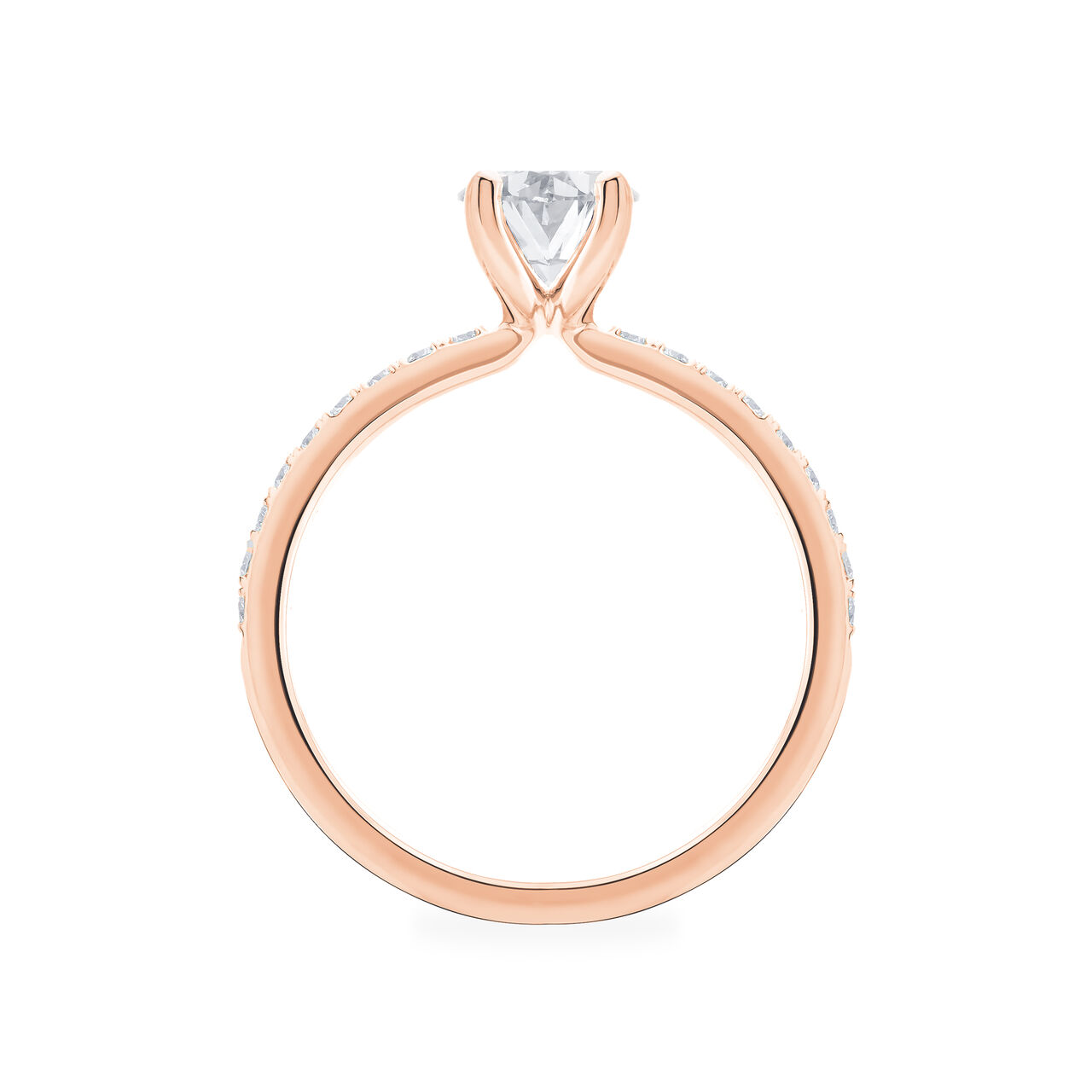 Bague de fiançailles à diamants taille ovale avec bracelet en or rose et pavé image number 2